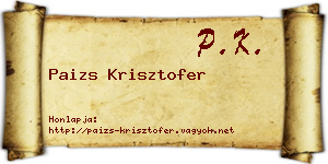 Paizs Krisztofer névjegykártya